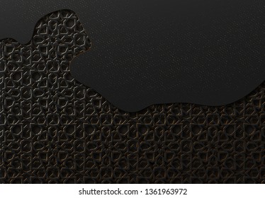 Black and gold background with geometric texture tunnel style cut out paper embossing pattern