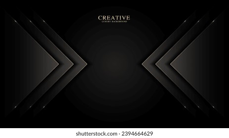 black gold background, golden light luxury image abstract, straight lines overlap layer shadow gradients space composition for banner, flyer cover layout, website template design