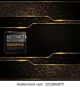 fondo de oro negro, punto dorado y abstracto de imagen de lujo de línea, composición de espacio de degradados de sombra de capa superpuesta, tamaño cuadrado para banner, diseño de plantilla