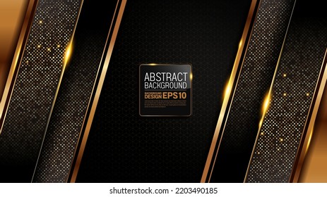 black gold background, luxury image abstract, straight lines overlap layer shadow gradients space composition, 3840 x 2160 monitor size for banner, flyer cover layout, template design