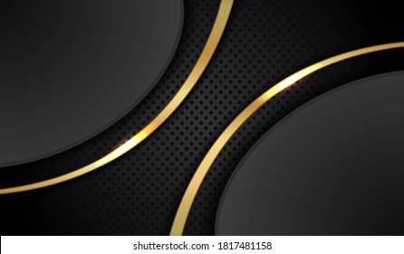 Schwarz-goldener Hintergrund, minimales Konzept, modernes Vektordesign. Vektorgrafik.
