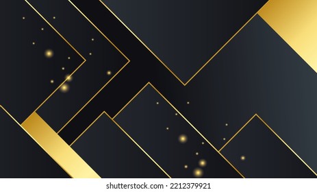 Black And Gold Background With Modern Futuristic Technology Banner Design Concept. Vector Illustration For Presentation Background, Social Media Cover, Poster And Much More