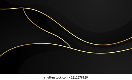 Schwarz-goldener Hintergrund mit modernem futuristischen Banner-Design. Vektorgrafik für Präsentationshintergrund, Social-Media-Cover, Poster und vieles mehr