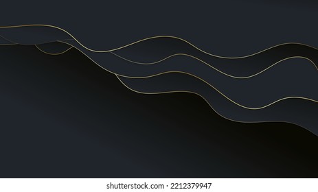 Fondo negro y dorado con moderno diseño de banners de tecnología futurista. Ilustración vectorial para el fondo de la presentación, portada de medios sociales, afiche y mucho más