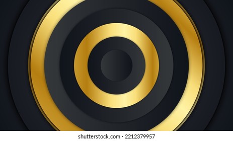Schwarz-goldener Hintergrund mit modernem futuristischen Banner-Design. Vektorgrafik für Präsentationshintergrund, Social-Media-Cover, Poster und vieles mehr