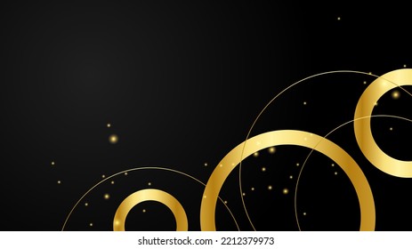 Black and gold background with modern futuristic technology banner design concept. Vector illustration for presentation background, social media cover, poster and much more