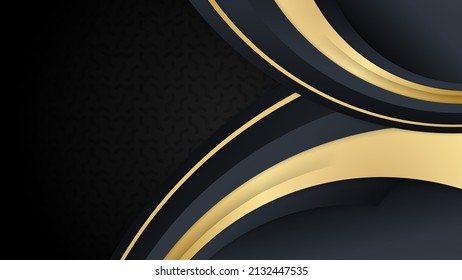 Black gold background with premium shiny lines pattern for presentation design, tech banner, flier, modern invitation background