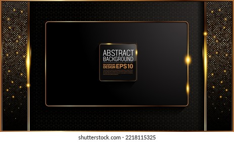 black gold background with square in the center of the picture,  luxury image abstract, overlap layer shadow gradients space composition, 3840 x 2160 monitor size for banner, template design