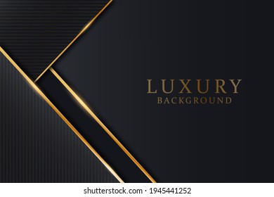 Black and gold background template. Abstract dark texture background with golden luxury decorations. Vector illustration.