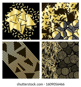 Black and gold backgrounds. Geometric. Vector illustration.