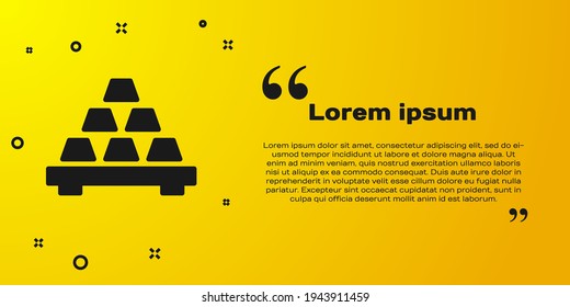 Black Gold bars icon isolated on yellow background. Banking business concept.  Vector
