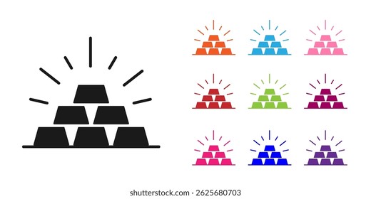 Schwarz-Gold-Balken-Symbol einzeln auf weißem Hintergrund. Geschäftskonzept des Bankensektors. Setzen Sie die Symbole bunt. Vektorgrafik