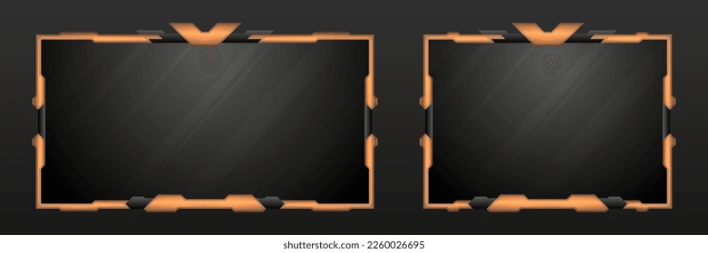 Black and gold border fantasy game overlay screen panels for live video streaming