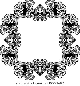 black gold border with intricate ornaments on white background