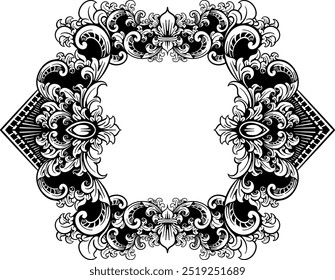 black gold border with intricate ornaments on white background