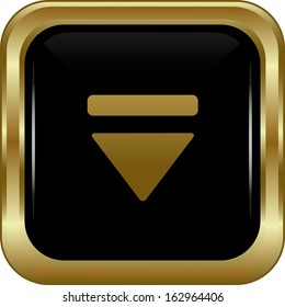 Black gold bottom button. Abstract vector illustration.