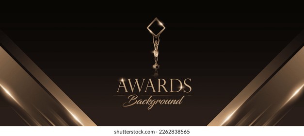 Black and Gold Brown Award Background. Luxury Background. Modern Abstract Template. Slant golden line luxury background. Birthday vector illustration template.  - Shutterstock ID 2262838565