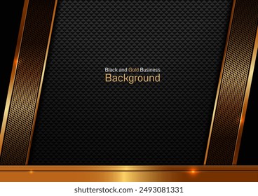 black and gold business background, metal texture steel aluminum industry template perfect marketing materials, frame banner website, premium horizontal luxury illustration.