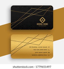 black and gold business card with geometric lines