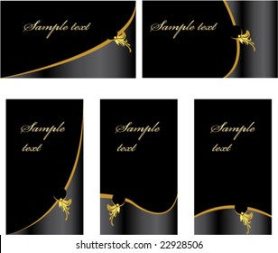 Black gold business card set - vector