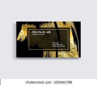 Black and Gold Business Card Template. Vector illustration.