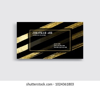 Black and Gold Business Card Template. Vector illustration.