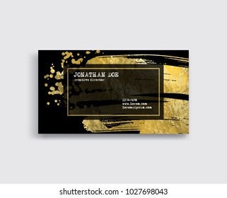 Black and Gold Business Card Template. Vector illustration.