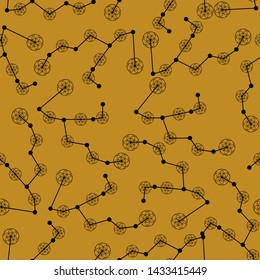 Black and gold celestial elements in a seamless pattern design, perfect to use on the web as a background, or in print, for surface design