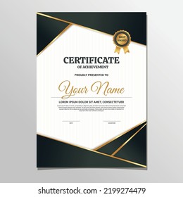 Black Gold Certificate of Achievement Success School Print Template