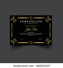 Black gold Certificate of achievement template