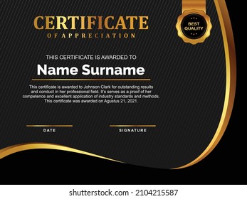 Black Gold Certificate Appreciation Award