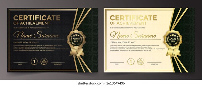 Black and gold certificate template