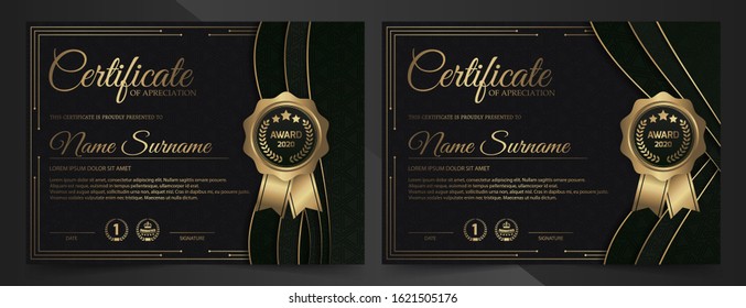 Black and gold certificate template	