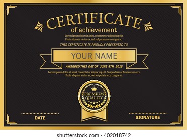 Black Gold Certificate Template Vector Illustration Stock Vector ...