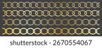 Black gold chain link circle logo icon symbol. Seamless metal chain link sign ornament ring shape border. Round Ring connect frame pattern. Vector illustration image. Isolated on white background.