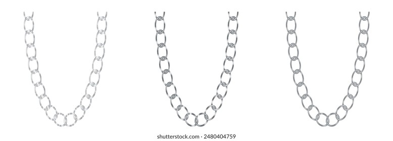 Black  gold chain link circle logo icon symbol. Seamless metal chainlink sign ornament ring shape border. Round Ring connect frame pattern. Vector illustration image. Isolated on white background.