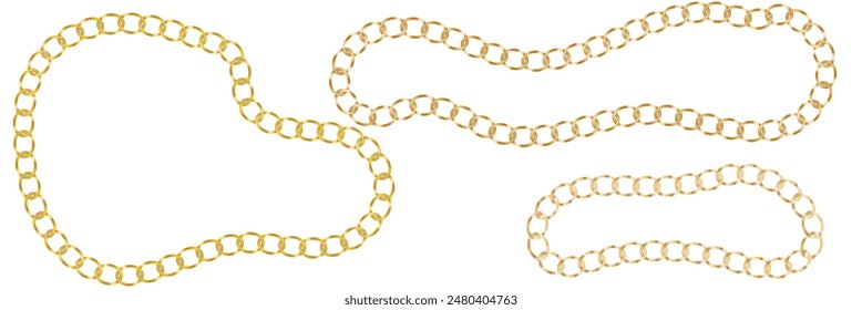 Símbolo de Enlace de cadena de oro negro. Borde de forma de anillo de adorno de cadena de metal sin costura. Anillo redondo conecta el patrón del marco. Ilustración vectorial Imagen. Aislado sobre fondo blanco.