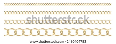 Black  gold chain link circle logo icon symbol. Seamless metal chainlink sign ornament ring shape border. Round Ring connect frame pattern. Vector illustration image. Isolated on white background.