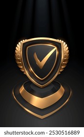 Premio de marca de cheque negro y dorado