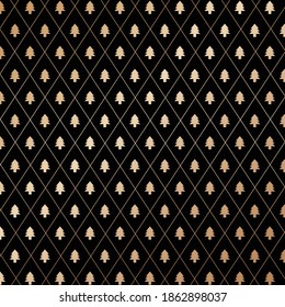Black and gold Christmas tree pattern.