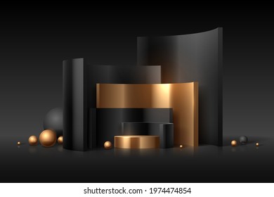 Black and gold circle podium