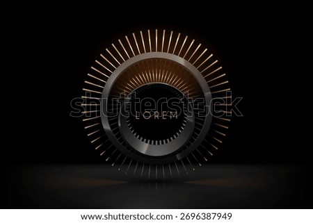 Black and gold circle shapes template on black background