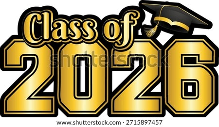 black and gold class of 2026 symbol