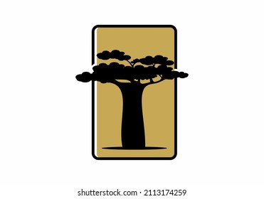 Black gold color of baobab tree design