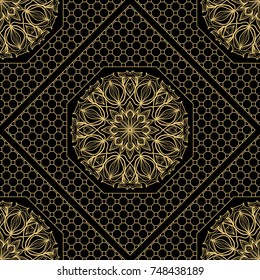 black, gold color luxury background. vintage lace pattern