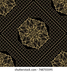 black, gold color luxury background. vintage lace pattern
