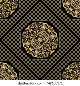 black, gold color luxury background. vintage lace pattern