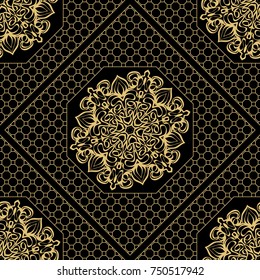 black, gold color luxury background. vintage lace pattern