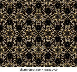 Black gold color. Luxury fashion print with seamless geometric pattern. vector illustration