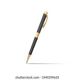 Black and gold color pen, Vector and illustration ballpoint pen design mockup